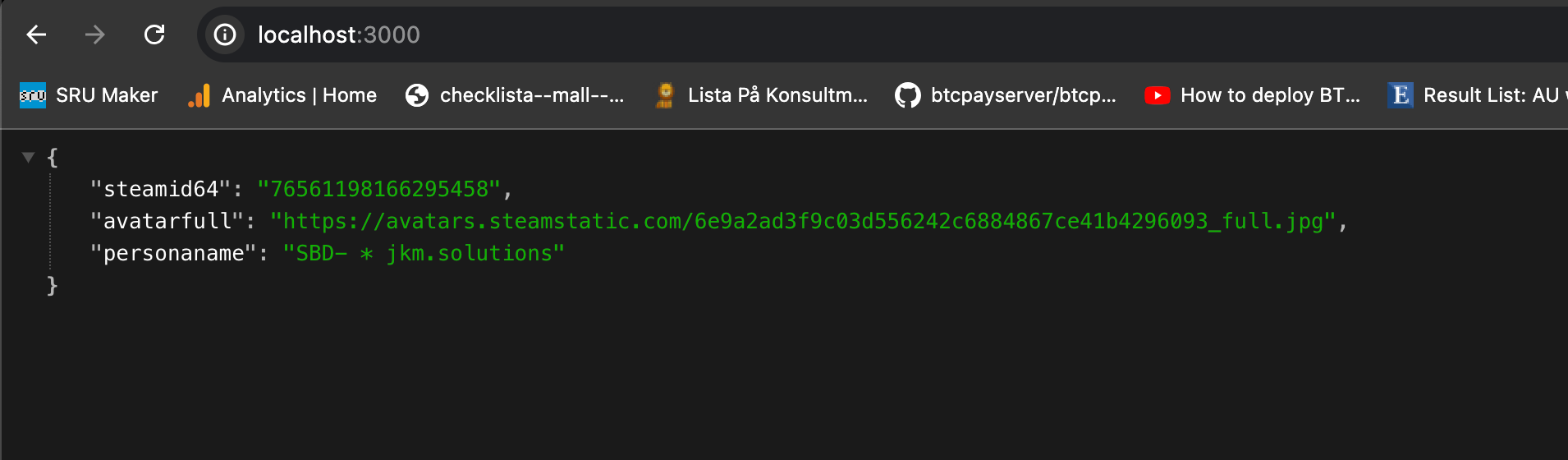 Data about steam user available after sign in